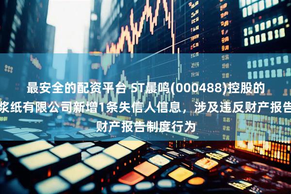 最安全的配资平台 ST晨鸣(000488)控股的湛江晨鸣浆纸有限公司新增1条失信人信息，涉及违反财产报告制度行为